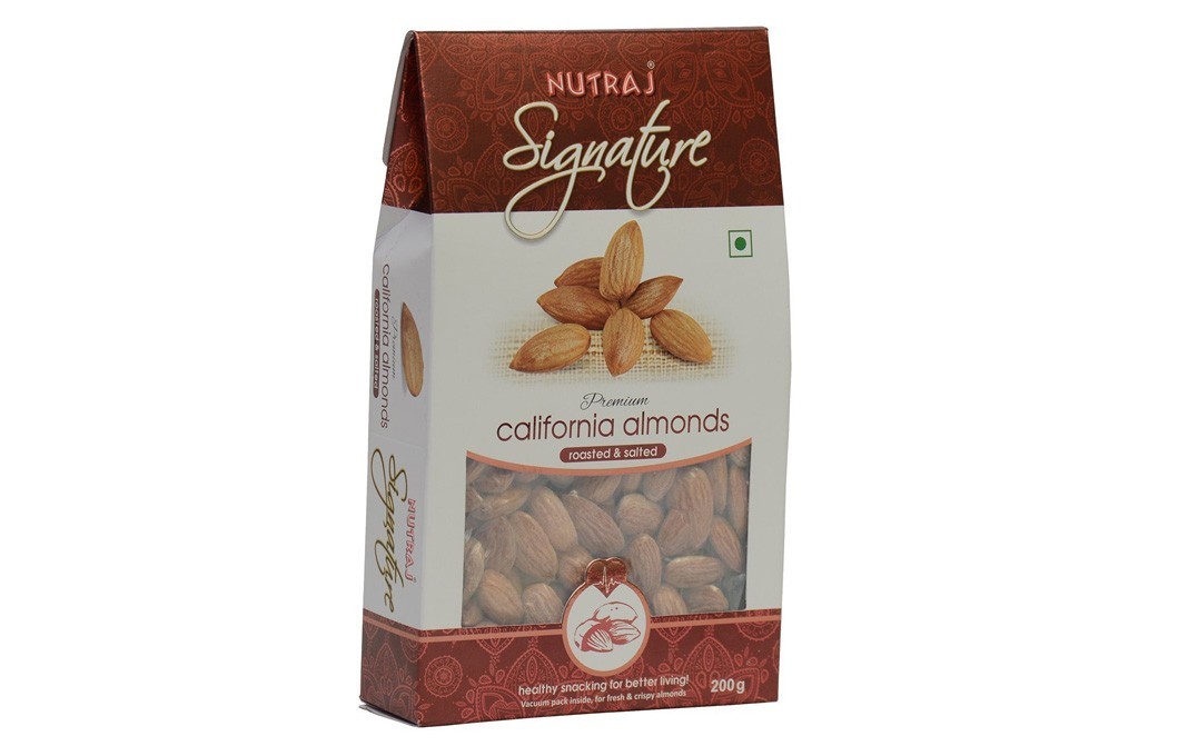 Nutraj Signature Premium California Almonds, Roasted & Salted   Box  200 grams